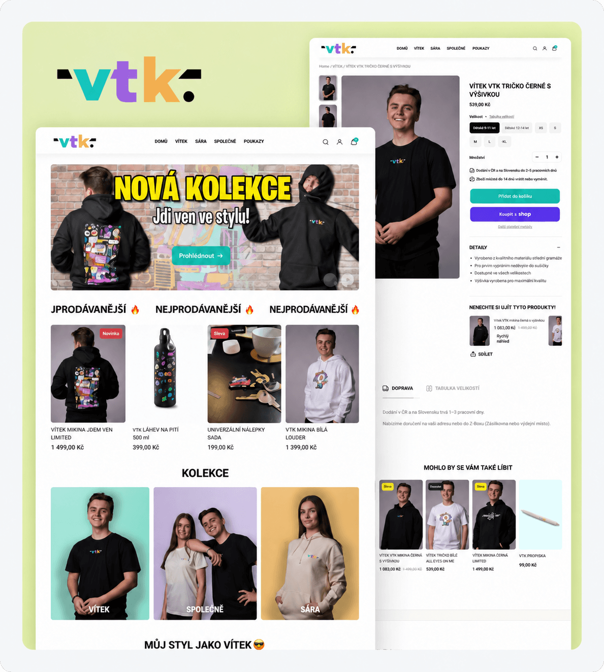 Vítek Shop – úvodní stránka a detail produktu