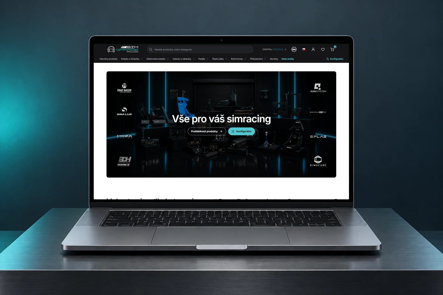 Mockup webu SimGarage