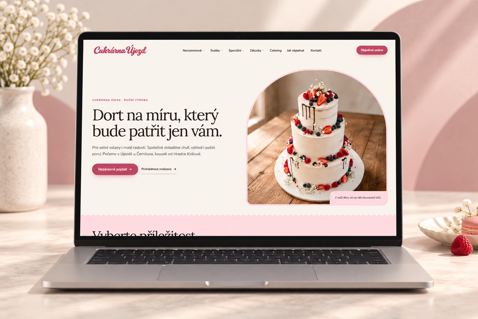 Mockup webu Cukrárna Újezd
